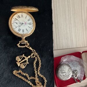 Gold Pocket Watch with Chain